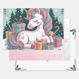 Weihnachts-Einhorn-Umschlagpapier Geschenkpapier Set