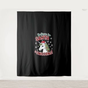 Weihnachts-Einhörner glauben an Weihnachtslieder & Wandteppich