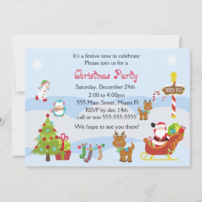 Weihnachts-Einladung Kinder Party Snowman Santa Einladung (Vorderseite)
