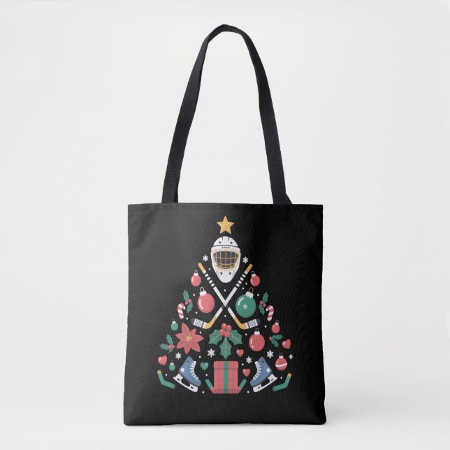 Weihnachts-Eishockey Lover Tree Sportteam Tasche (Vorderseite)