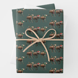 Weihnachts-Elch-Fan-Rentier-Weihnachtsbeleuchtung- Geschenkpapier Set