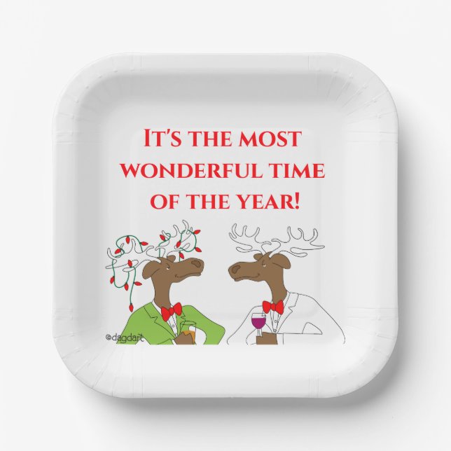Weihnachts-Elch  Pappteller (Vorderseite)