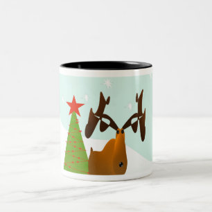 Weihnachts-Elch Zweifarbige Tasse