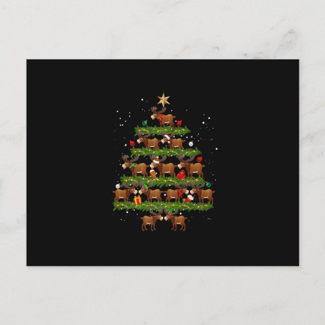 Weihnachts-Elche Baum Licht Funny Weihnachten Matc Postkarte (Vorderseite)