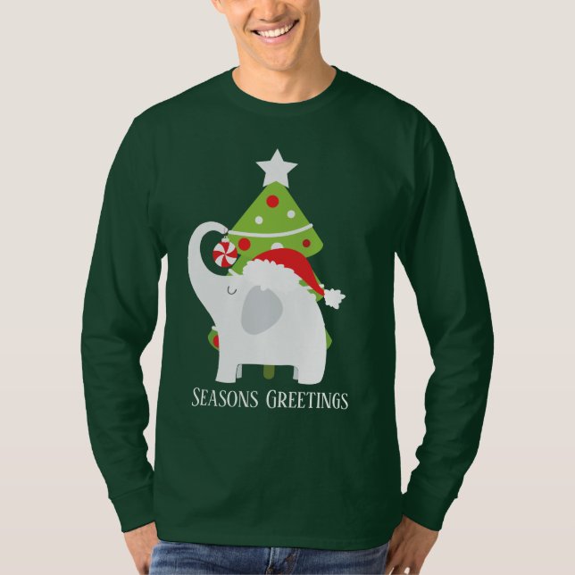 Weihnachts-Elefant hinzufügen T-Shirt (Vorderseite)
