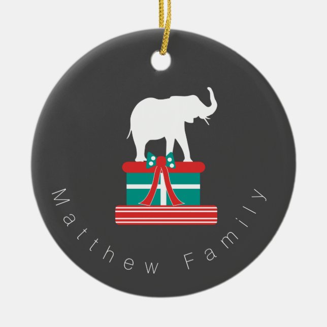 Weihnachts-Elefanten Geschenk Weihnachten Geschenk Keramik Ornament (Vorne)