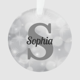 Weihnachts-Elegant Silver Initial Monogram Name Ornament