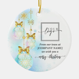 Weihnachts-Elegante Gold Custom QR Code Company Lo Keramik Ornament
