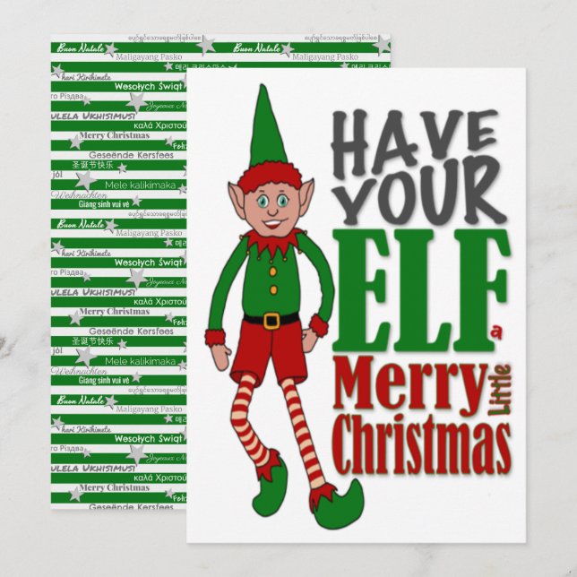 Weihnachts-Elf-Boy-Grußkarte Feiertagskarte (Vorne/Hinten)