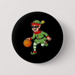 Weihnachts-Elf Dribbling A Basketball Spaß Jungs K Button