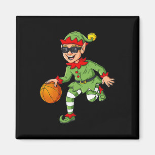 Weihnachts-Elf Dribbling A Basketball Spaß Jungs K Magnet