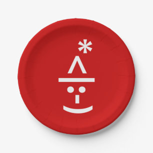 Weihnachts-Elf Emoticon Xmas ASCII Text Kunst Pappteller