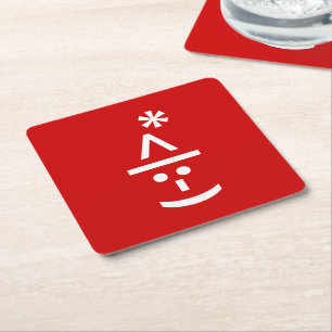 Weihnachts-Elf Emoticon Xmas ASCII Text Kunst Rechteckiger Pappuntersetzer