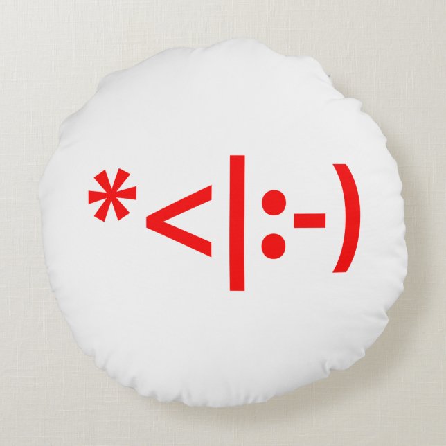 Weihnachts-Elf Emoticon Xmas ASCII Text Kunst Rundes Kissen (Rückseite)