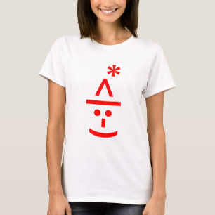 Weihnachts-Elf Emoticon Xmas ASCII Text Kunst T-Shirt