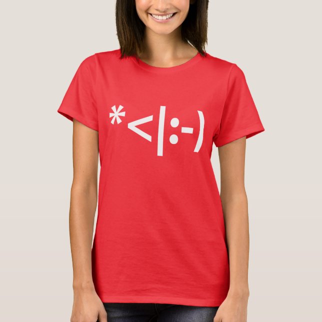 Weihnachts-Elf Emoticon Xmas ASCII Text Kunst T-Shirt (Vorderseite)