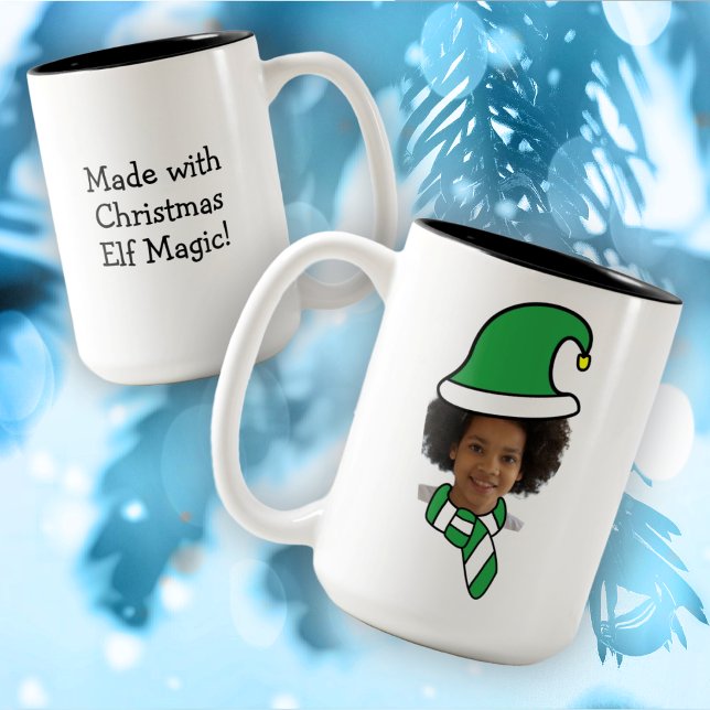 Weihnachts-Elf-Foto-Tasse Zweifarbige Tasse (Von Creator hochgeladen)