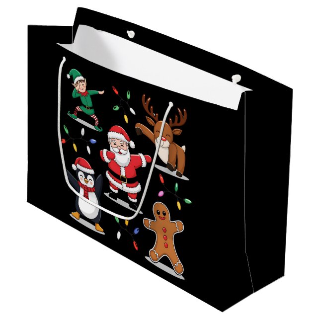 Weihnachts-Elf-Freunde Weihnachten Weihnachten-Tab Große Geschenktüte (Vorderseite Schrägansicht)
