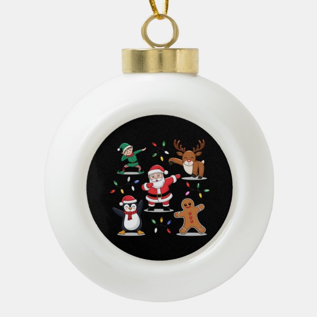 Weihnachts-Elf-Freunde Weihnachten Weihnachten-Tab Keramik Kugel-Ornament (Vorderseite)