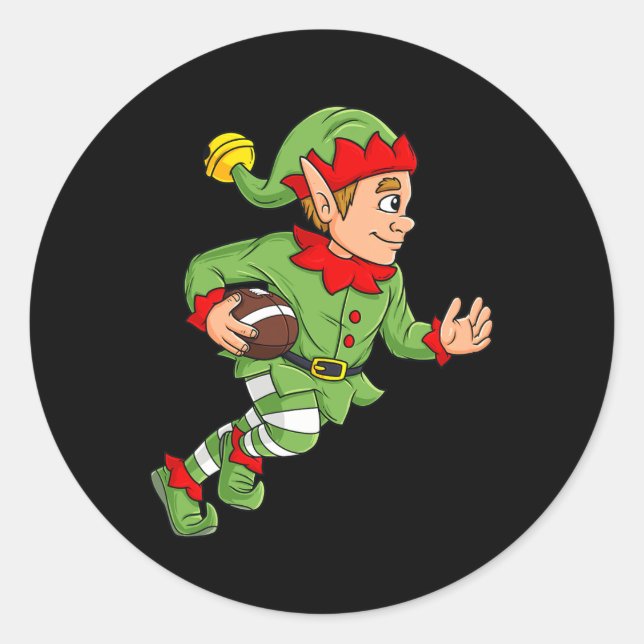 Weihnachts-Elf-Fußball zurückrennen Jungs Kinder F Runder Aufkleber (Vorderseite)