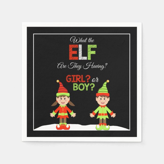 Weihnachts-Elf-Gender-Offenbarung Napkins Serviette (Vorderseite)