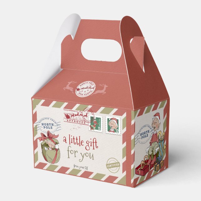 Weihnachts-Elf-Geschenkgutscheine für Süßigkeiten Geschenkschachtel (Vorderseite)