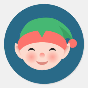 Weihnachts-Elf in Green Hat auf Blue Runder Aufkleber