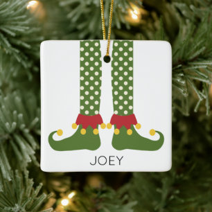 Weihnachts-Elf-Leggings Kinder NAME Urlaub Spaß Keramikornament