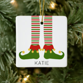 Weihnachts-Elf-NAME Feierlicher Feiertag Spaß Keramikornament
