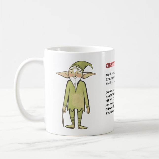 Weihnachts-Elf-Nordpol-Handwerker-Wörterbuch Kaffeetasse (Links)