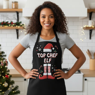 Weihnachts-Elf Top Koch Holiday Schwarzer T - Shir Schürze