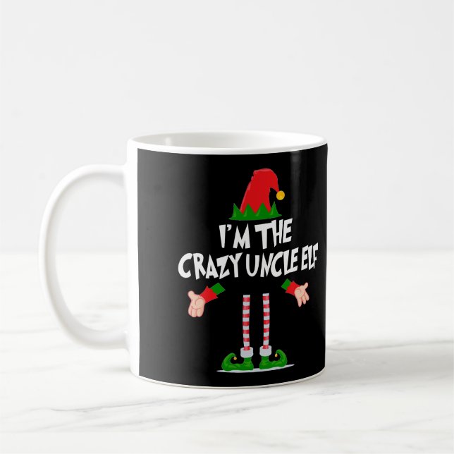 Weihnachts Elf Tshirt Ich bin der verrückte Onkel  Kaffeetasse (Links)