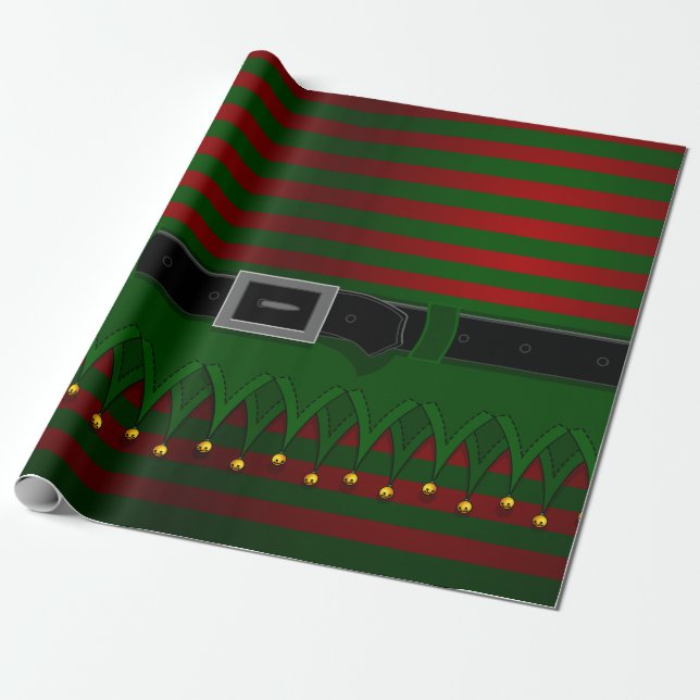 Weihnachts-Elf Wrapping Paper Niedlich Elf Geschen Geschenkpapier (Ungerollt)