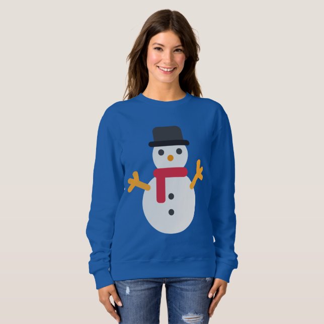 Weihnachts-Emoji-Schneemann Frauen Sweatshirt (Vorne ganz)