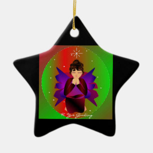 Weihnachts-Engel-Baby rund um die Welt in Schwarz Keramikornament