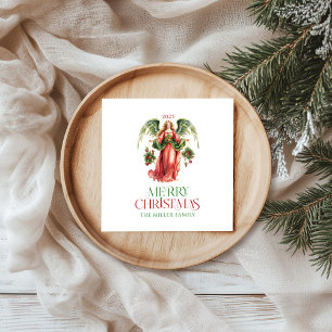 Weihnachts-Engel Frohe Weihnachtstypografie Serviette