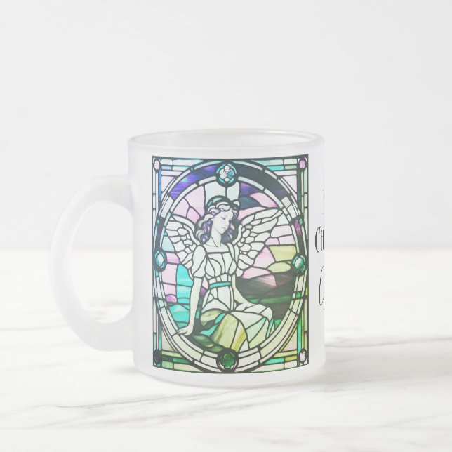 Weihnachts-Engel-Grün-Glas-Fenster Mattglastasse (Links)
