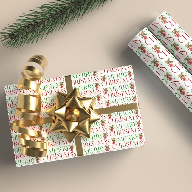 Weihnachts-Engel Merry Extravagante Weihnachtstypo Geschenkpapier (Von Creator hochgeladen)