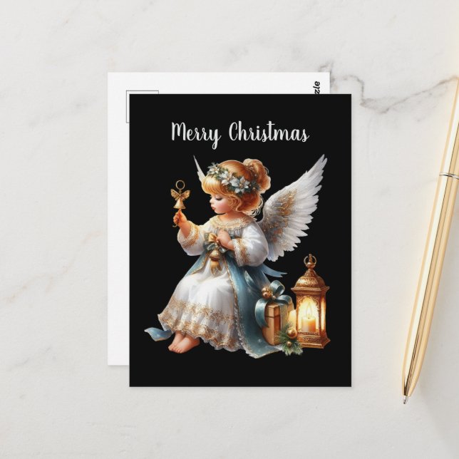 Weihnachts-Engel-Nachricht Postkarte (Vorderseite/Rückseite Beispiel)