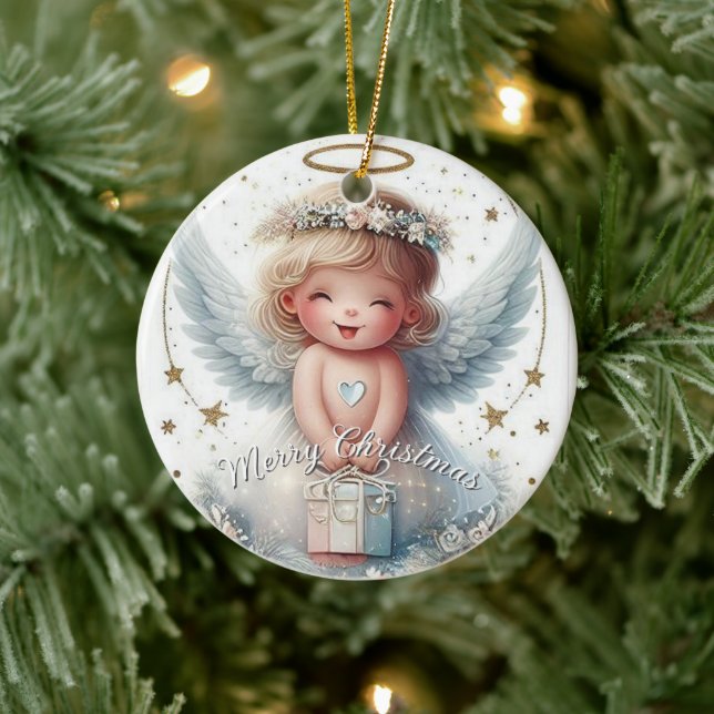 Weihnachts-Engel-Ornament, Engel-Baby Weihnachten Keramik Ornament (Baum)