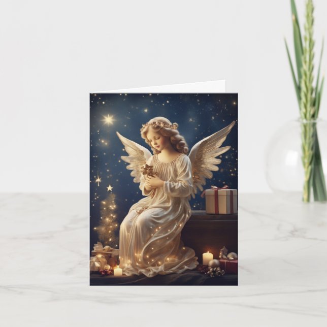 Weihnachts-Engel Retro Kunsthandwerk Karte (Vorderseite)