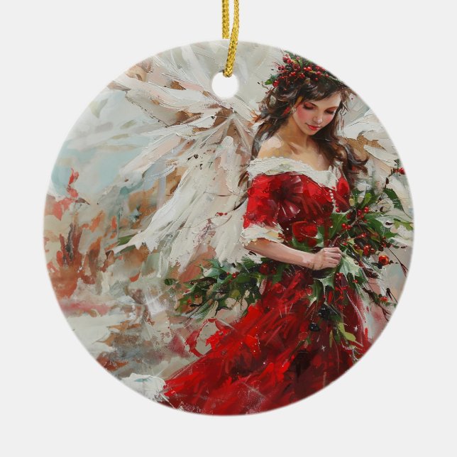 Weihnachts-Engel-Weihnachtsdekoration Keramik Ornament (Vorne)