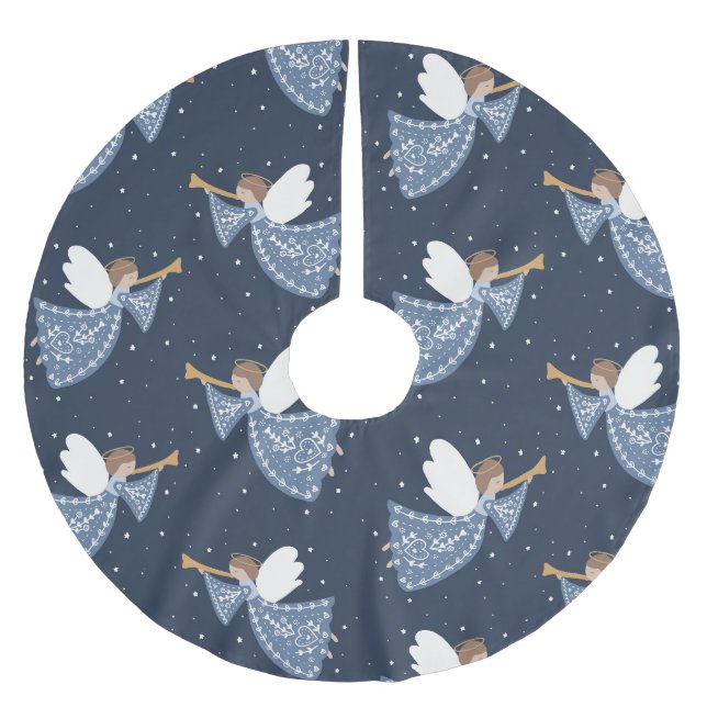 Weihnachts-Engel-Weltfrieden Religiös Polyester Weihnachtsbaumdecke (Vorderseite)