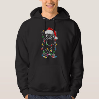 Weihnachts-Englisch-Bulldogge-Lichter-Santa-Hut-Xm Hoodie