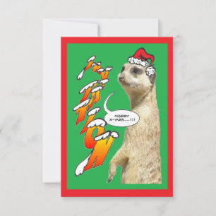 Weihnachts-Erdmännchen-Einladung Grün X-Mas Einladung