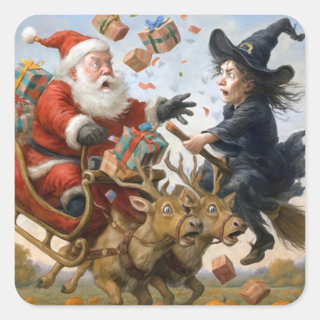 Weihnachts-Erntedank und Halloween-Crash Quadratischer Aufkleber (Vorderseite)