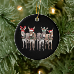 Weihnachts-Esel-Liebhaber-Geschenk Bauernhof Xmas Keramik Ornament