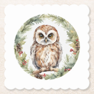 Weihnachts-Eulen-Illustration Eulen-Wandkunst Urla Untersetzer