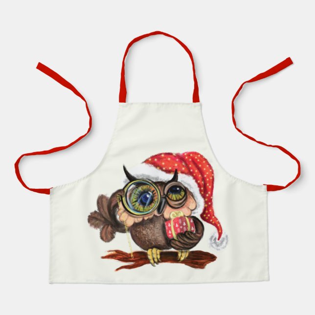 Weihnachts-Eulen-Schürze Schürze (Vorderseite)
