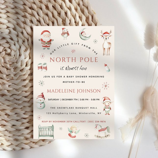 Weihnachts-Express-Lieferung Kinderdusche von Nort Einladung (North Pole Christmas Express Delivery Baby Shower Invitation)